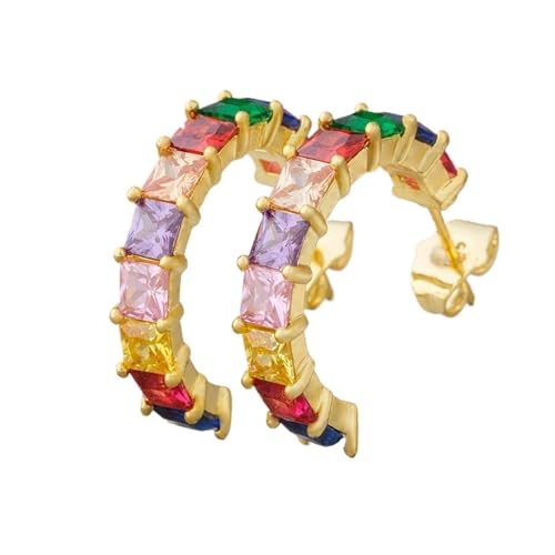 Damen Kristall Zirkon Ohrstecker Romantische Boho Regenbogen Ohrstecker, Einheitsgröße von Generisch