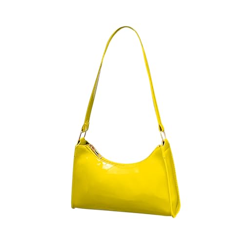 Damen Kunstleder Einkaufstasche Quadratische Schulranzen Handtasche Damen Schultertasche Umhängetaschen Lange Röcke Damen Winter Mit Taschen (Yellow, One Size) von Generisch