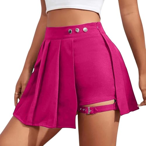 Damen Kurze Hosenrock Mädchen Punk Stil Röcke Gothic Kleidung Unregelmäßige Rave Schwarze Faltenrock Rock Mit Schlitz Minirock Damen Sommer Kurze Hose Culottes (Black, XL) von Generisch