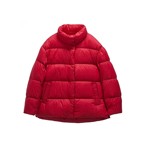Damen Kurze Kurze Jacke Kurz Geschnittene Puffer Mode Jacken FüR Damen Warmer Winter Leichter Mantel (L,Rot) von Generisch