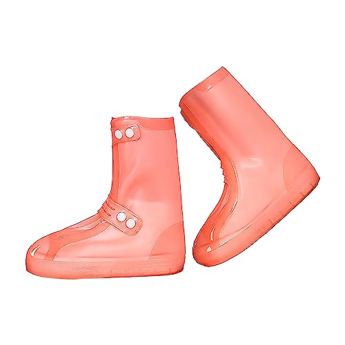 Damen Kurze Regenstiefel Regenschuhüberzüge für Damen und Herren Hochzylinder Wasserschuhe Regendicht und verdickte Schuhüberzieher Huhndruck Gummistiefel, Orange, 36 EU von Generisch