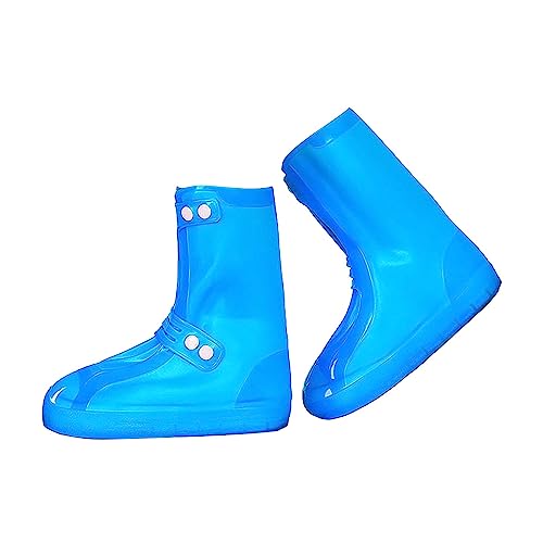 Damen Kurze Regenstiefel Regenschuhüberzüge für Damen und Herren Hochzylinder Wasserschuhe Regendicht und verdickte Schuhüberzieher Huhndruck Gummistiefel, blau, 41 EU von Generisch