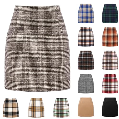 Damen Kurze Winterrock Winter Rock In A-Linie Hüften Umwickelter Wolle Elegant Dicker Frauenrock Damen-Bleistiftrock Umwickelter Wolle Elegant Dicker Frauenrock von Generisch