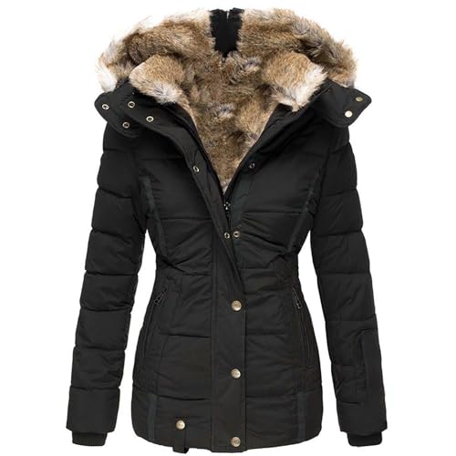Damen Kuschelige Fleecejacke Übergangsjacke Gefüttert Langarm Reißverschluss Herbst-Wintermantel Weisse Winterjacke Damen Faux Fur Coat Pink Short Ultraleichte Steppjacke Damen Kleines Packmaß von Generisch