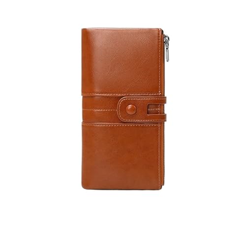 Damen Lange Geldbörse PU Leder Handtasche mit mehreren Kartenfächern Münzreißverschluss Geldbörse Mobile, dunkelorange, Einheitsgröße, Amerikanisch von Generisch
