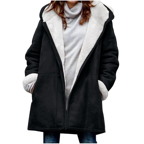 Damen Lange Wintermantel mit abzippbarer Kapuze Langarm Puffer Gesteppter Mantel Funktionsjacke in Dicke Jacke Damen Federleichte Daunenjacke Damen Lang Winter Jacke Damen Warm von Generisch