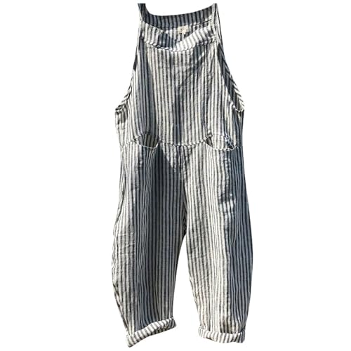Damen Latzhose Baumwolle Leinen Jumpsuits Damen Vintage Gestreiftes DruckLocker Lässig Baggy Ärmellos Overall Lang Jumpsuit Playsuit Hose Latzhose mit Tasche Kleidung Playsuit Damen Latzhose Baumwolle Leinen Jumpsuits Damen Vintage Gestreiftes DruckLocker Lässig Baggy Ärmellos Overall Lang Jumpsuit Playsuit Hose Latzhose mit Tasche Kleidung Playsuit von Generisch