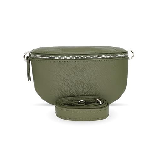 Generisch Bauchtasche Damen, Umhängetasche aus 100% Echtleder, Elegante Crossbody-Bag mit verstellbaren Schultergurt, Schultertasche für jeden Anlass Grün1 L von Generisch