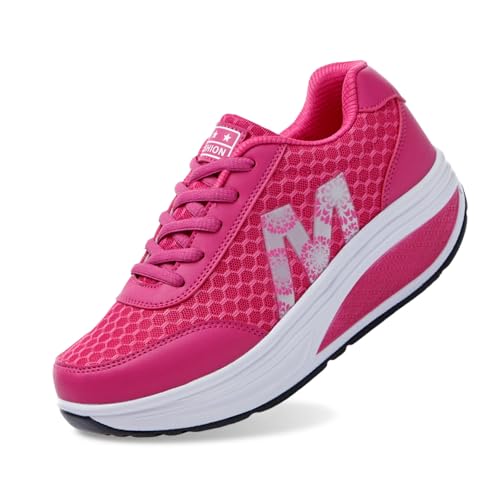 Damen Leder Postschuhe 2023 Herbst und Winter koreanische Mode runder Kopf Schnürschuhe Freizeitschuhe dicke Unterseite Laufschuhe Damen Plateau Stern Sneaker Fleece Schnürschuh Mode Bequeme von Generisch