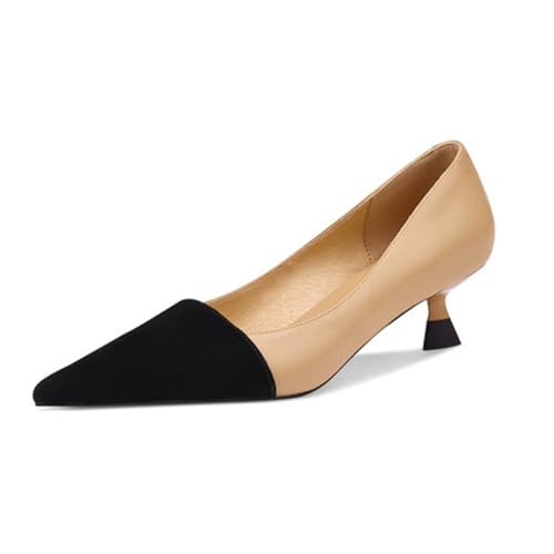 Damen Lederkätzchen Heels Anderpumpen, 2-Zoll-Hochzeit mit niedrigem Absatz und Party-Kleiderschuhe, Spitze Zeh-Pumpen Damen Lederkätzchen Heels Anderpumpen, 2-Zoll-Hochzeit mit niedrigem Absatz und Party-Kleiderschuhe, Spitze Zeh-Pumpen von Generisch