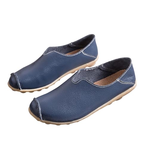 Damen Loafers Leder Mokassins Frauen Driving Halbschuhe Low-Top Damenschuhe Walking Lederhalbschuhe Atmungsaktive Erbsenschuhe Bootsschuhe Slip On Freizeitschuhe Slippers Arbeit Schlupfschuhe von Generisch