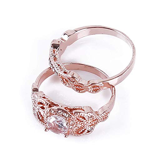 Damen Mädchen Krone Zirkon Kristall Ring Mode charmant elegant Diamant Roségold Hochzeit Verlobungsring Schmuck Geschenk, Roségold, 10 Haltbarkeit von Generisch