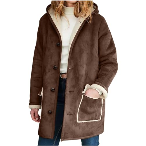 Damen Mantel Winter Wildleder Lang Wintermantel Damen Warm Gefüttert mit Kapuze Trenchcoat Damen Elegant mit Knöpfen Lange Wildlederjacke Frauen Innenfutter Dicke Winterjacke Warme mit Taschen Damen Mantel Winter Wildleder Lang Wintermantel Damen Warm Gefüttert mit Kapuze Trenchcoat Damen Elegant mit Knöpfen Lange Wildlederjacke Frauen Innenfutter Dicke Winterjacke Warme mit Taschen von Generisch