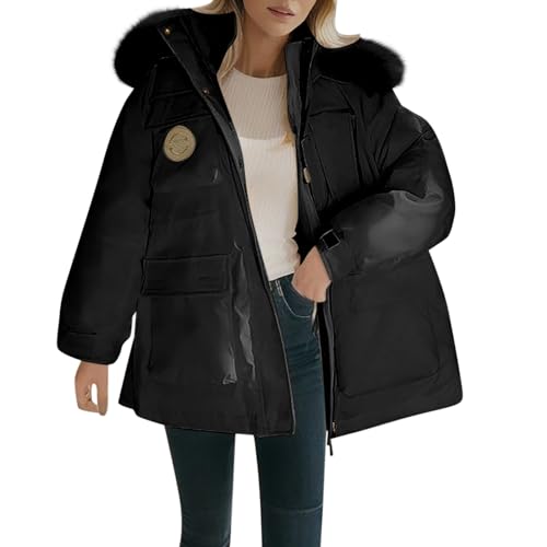 Damen Mantel Winterjacke warme Jacke Outdoorjacke mit Kapuze sportlicher Damen Mädchen Parka Mantel Kariert Damen GefüTterte College Jacke Dame Pelzmantel Damen Echtpelz Gutscheine Online Kaufen von Generisch