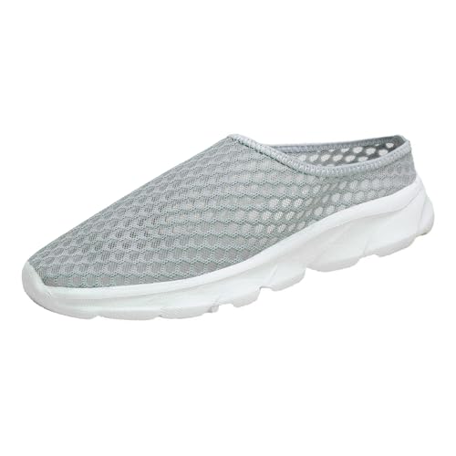Damen Mesh Slip-On Slide Sandalen Geschlossene Zehenausschnitte Atmungsaktiv Leicht Anti-Rutsch Freizeit Wanderschuhe (Grey, 38) von Generisch