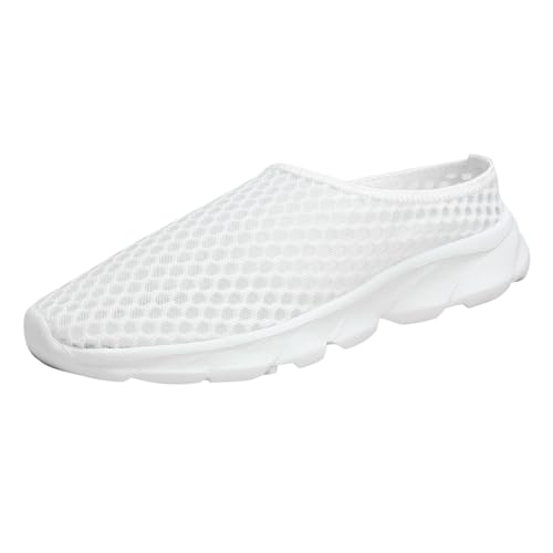 Damen Mesh Slip-On Slide Sandalen Geschlossene Zehenausschnitte Atmungsaktiv Leicht Anti-Rutsch Freizeit Wanderschuhe (White, 37) von Generisch