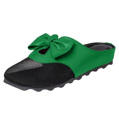 Damen Mesh Slip-On Slide Sandalen Schleife Geschlossene Zehe Innere Ferse Atmungsaktive Leichte rutschfeste Wandersandale (Green, 36) von Generisch