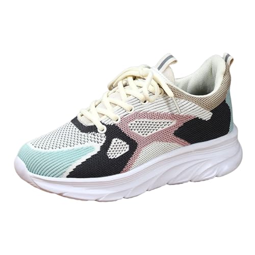 Damen Mesh Sneaker Sportschuhe Turnschuhe Laufschuhe Tennisschuhe Bequeme Leicht Fitnessschuhe Plateau Schnürer Walkingschuhe von Generisch