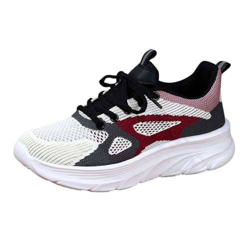 Damen Mesh Sneaker Sportschuhe Turnschuhe Laufschuhe Tennisschuhe Bequeme Leicht Fitnessschuhe Plateau Schnürer Walkingschuhe von Generisch