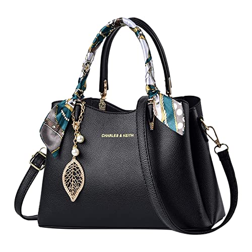 Damen Messenger-Tragetasche, Handtasche, Schultertasche, kariert, Schwarz , Einheitsgröße von Generisch