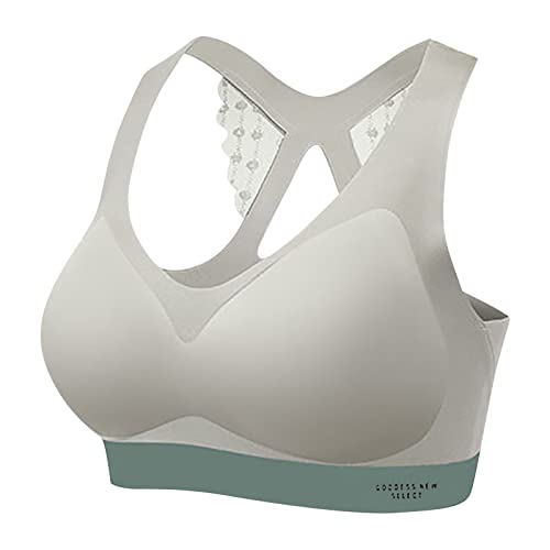 Damen Minimizer Trägerloser BH mit Bügel Plus Size Komfort Nicht Gepolstert BHS Mit Soft Cups & Powerlace Spitze V-Ausschnitt Ungefüttert Wirefree BHS Seamless Bra mit Zusätzlicher BH-Verlängerung von Generisch