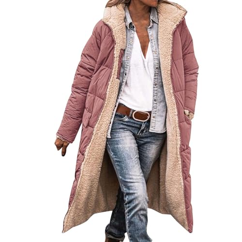 Damen Mode Sale, Artikel Unter 2 Euro, Winterjacke Damen Warm Gefüttert Modischer Warmer Wintermantel Für Damen Doppelseitig Langärmelig Daunenjacke Mit Kapuze Weste Fell Damen, Must Haves von Generisch