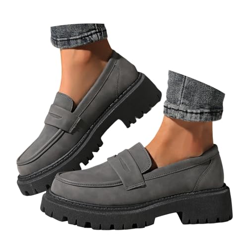 Damen Mokassins Slip on Loafers - Halbschuhe Breite Fuß Wanderschuhe Runde Zehenschuhe Freizeitschuhe Vintage-Stil Slip-On Mode Lauflernschuhe Leder Segelschuhe Weiches Sportschuhe Bootsschuhe von Generisch