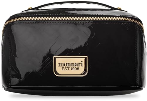 Damen Monnari Kosmetiktasche gesteppter Organizer Etui lackiert schwarz von Generisch