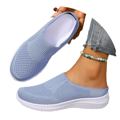 Damen Mules Sommersandalen Bequem Mesh Hausschuhe Leicht Clogs Atmungsaktiv rutschfest Gartenschuhe Slip-On Pantoffeln Geschlossen von Generisch