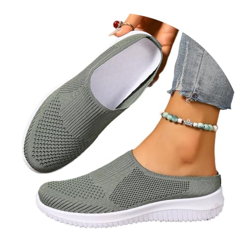 Damen Mules Sommersandalen Bequem Mesh Hausschuhe Leicht Clogs Atmungsaktiv rutschfest Gartenschuhe Slip-On Pantoffeln Geschlossen von Generisch