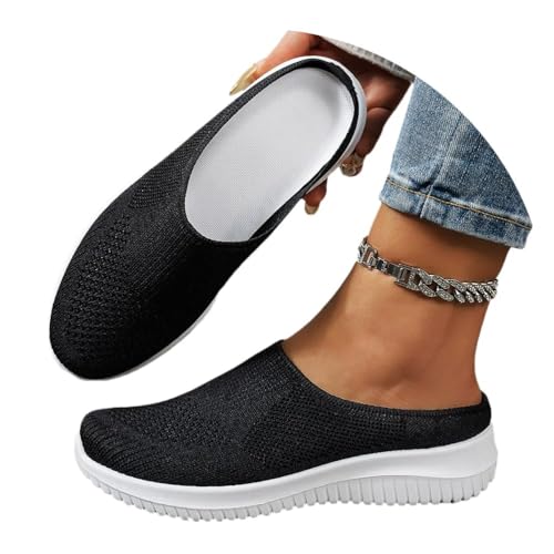 Damen Mules Sommersandalen Bequem Mesh Hausschuhe Leicht Clogs Atmungsaktiv rutschfest Gartenschuhe Slip-On Pantoffeln Geschlossen von Generisch