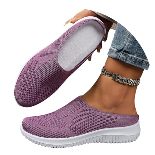 Damen Mules Sommersandalen Bequem Mesh Hausschuhe Leicht Clogs Atmungsaktiv rutschfest Gartenschuhe Slip-On Pantoffeln Geschlossen von Generisch