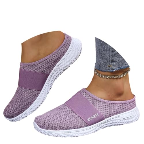 Damen Mules Sommersandalen Bequem Mesh Hausschuhe Leicht Clogs Atmungsaktiv rutschfest Gartenschuhe Slip-On Pantoffeln Geschlossen von Generisch