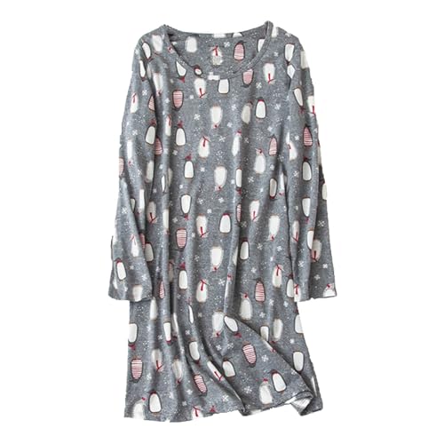 Damen-Nachthemd aus Baumwolle, Nachtwäsche, langärmelig, Hemd, lässiger Druck, Schlafkleid, Dessous für Frauen, grau, 46 Damen-Nachthemd aus Baumwolle, Nachtwäsche, langärmelig, Hemd, lässiger Druck, Schlafkleid, Dessous für Frauen, grau, 46 von Generisch