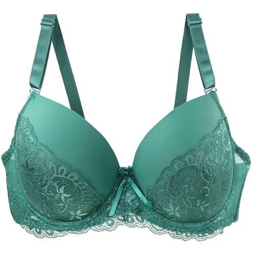 Damen Nahtlose Spitze Push Up & Anti Sagging BH Set:Atmungsaktiv für den ganzen Tag Komfort, grün, 80C von Generisch
