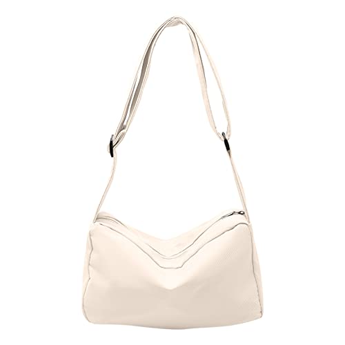 Damen Nylon Umhängetasche Große Kapazität Einfarbig Einfache Casual Crossbody Tasche Kleine Frische Reisetasche Geldbörsen für Frauen Schultertasche, weiß, Einheitsgröße von Generisch