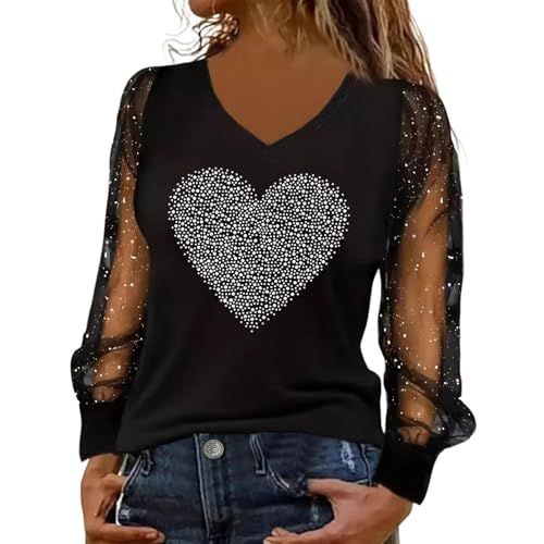 Damen Oberteile Elegant Festliche Oberteile Damen Glitzer Pullover Elegant Silvester Outfit Damenpullover Langarm Elegant Pailletten Shirt Meine Bestellung von Generisch