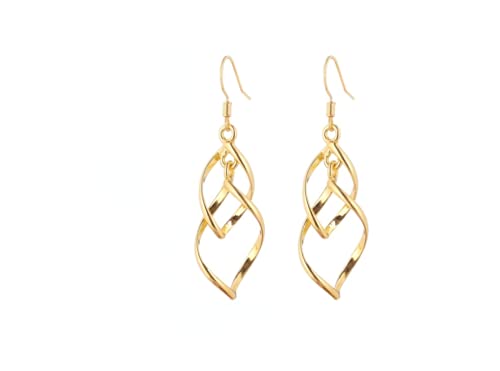 Damen Ohrringe Bohemian Style Anhänger Ohrringe Mode Twisted Diamant Mehrschichtige Ohrringe Doppelring Lady von Generisch