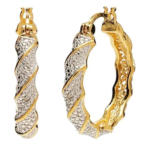 Damen Ohrringe Gold Glänzend Creolen Geflochtenes Druckguss-Muster für Damen Verlobung, Einheitsgröße von Generisch