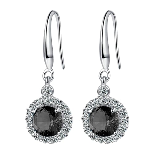 Damen Ohrringe Ohrringe Ohrhaken Vier Zirkon Runde Ohrringe Für Frauen Herzförmige Ohrstecker, A, Metall, Kein Edelstein von Generisch