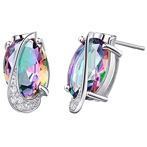 Damen Ohrringe Ohrstecker Ohrhänger Mode Sieben Regenbogen Zirkon Ohrringe Frauen Mode Trend Voller Zirkon Ohrring Damen Schmuck Ohrringe Für Frauen Ohrringe Für Teenager (Multicolor, One Size) von Generisch