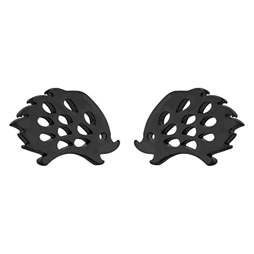 Damen Ohrringe Tiny Edelstahl Igel Ohrringe Schmuck Tier Ohrstecker für Frauen Geschenke Durchbrochene Igel Metallohrringe Ohrringe Mit Türkis (Black, One Size) von Generisch