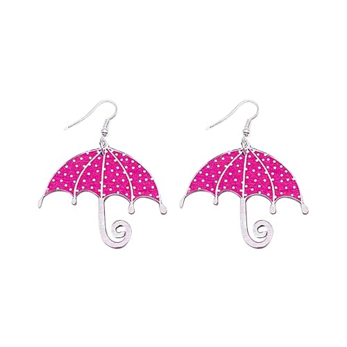 Damen Ohrringe Valentinstag Holzohrringe Regenschirm Liebe Anhänger Ohrringe Mode Valentinstag Ornamente Silber HäNgend (A, One Size) von Generisch