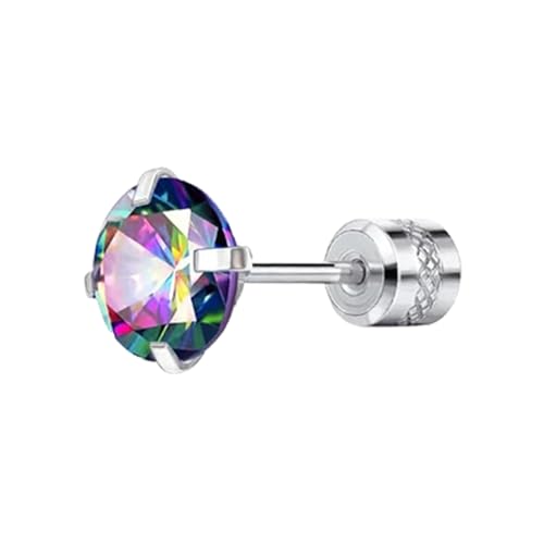 Damen-Ohrringe mit Anhänger, personalisierbar, zwei Diamanten, vierfarbige Zirkonia-Ohrringe, Kristall-Diamant, Edelstahl, feine Nadel, 3A-Zirkon-Diamant-Ohrringe, Einheitsgröße, Edelstahl, Kein von Generisch