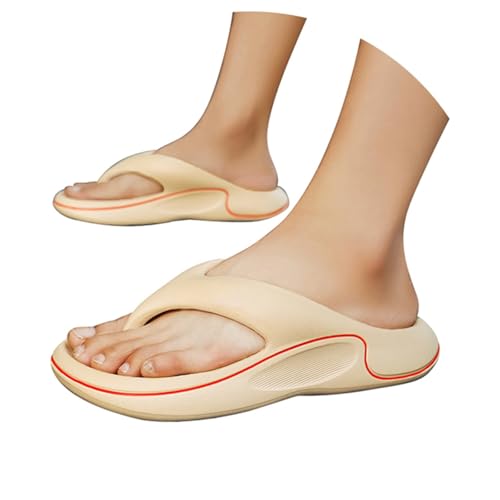 Damen Orthopädische Sandalen Flip Flops Arch Support Freizeit Pantoffeln Elegant Leder Bequeme Zehensandalen rutschfeste Slipper Yoga Mat Sommer Beach Frauen für Plantar Fasciitis von Generisch