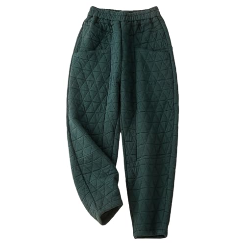 Damen Outdoorhose Warmer Jogginghose Warm Freizeithose Lang Herbst Und Winterhose Mit Hohe Taille Harenhose Hose Elegant Gepolsterte Retro Lässig Verdickte Für Leichte Baumwoll (Green, XXL) von Generisch