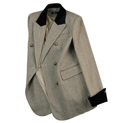 Damen Oversized Blazer Casual Retro Blazer mit Revers für Herbst/Winter, coffee, M von Generisch
