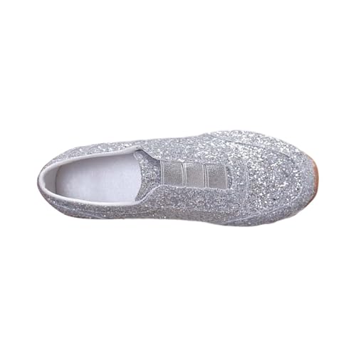 Damen Pailletten Canvas Slip-On Sneakers Weiche Wanderschuhe Flache Strass Glitzer Loafer Mit Gummisohle Freizeitschuhe Freizeitschuhe Ballsaal Schlupfschuhe Hochzeit Leichtgewichts Pumps Schuhe von Generisch