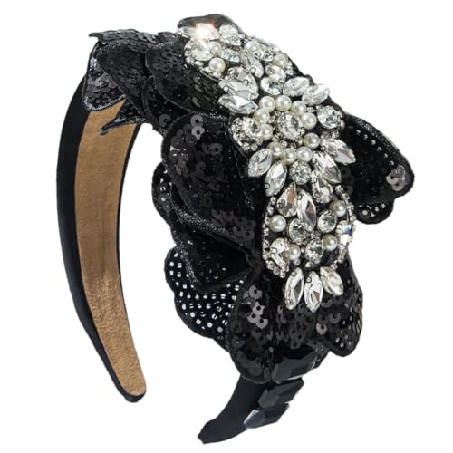Damen Pailletten Sparkly Haarbänder Glitzer Breites Stirnband Irisierende Pailletten Haarbänder Mode-Accessoires von Generisch