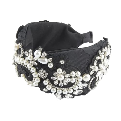 Damen Perlen-Stirnband, glitzernd, Strass, breit, geknotet, eleganter Kopfschmuck für Freizeitkleidung von Generisch